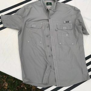 G.H. BASS Shirt Men's L LARGE Short sleeve BUTTON DOWN GRAY